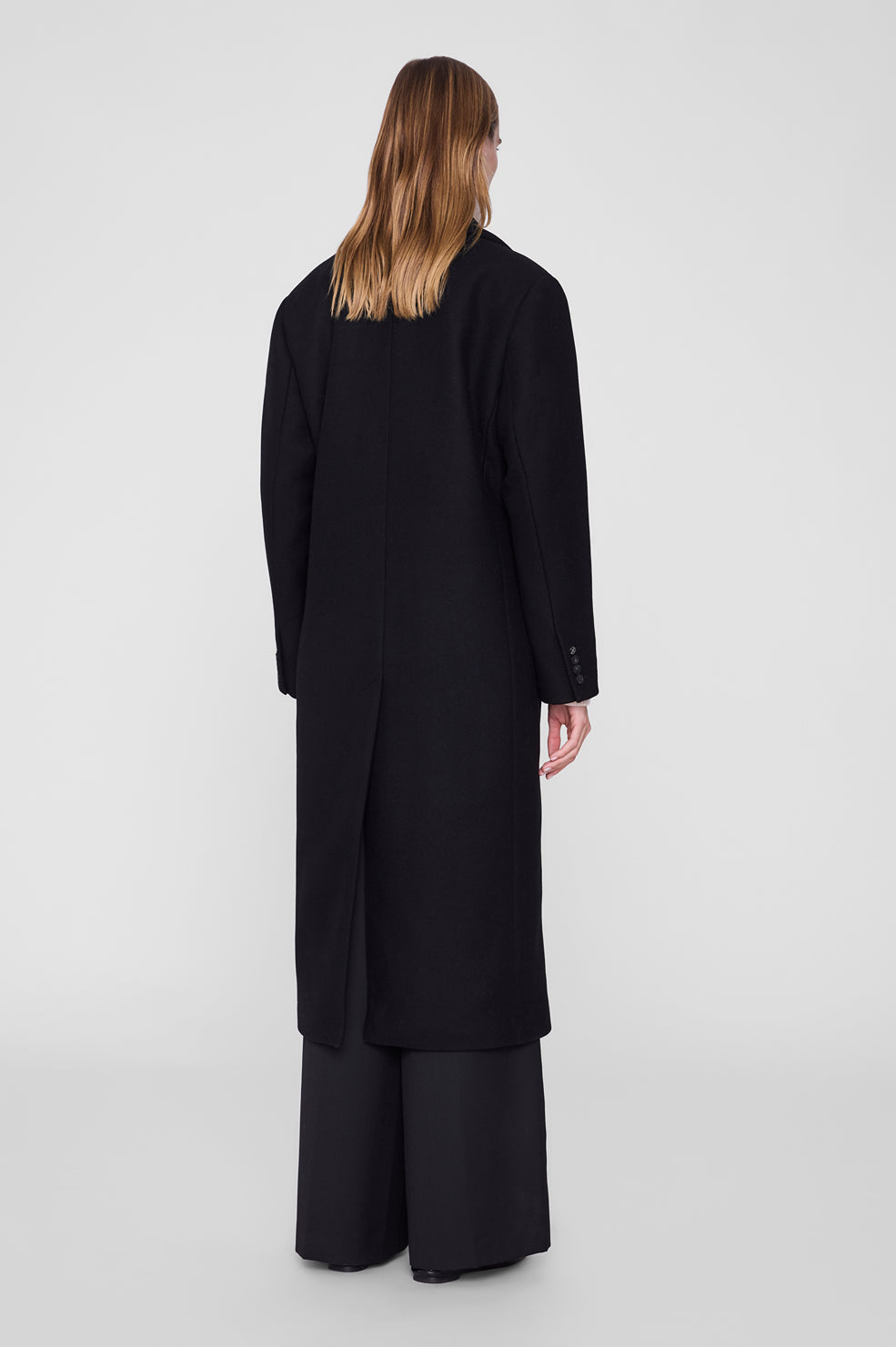 ANINE BING Sali Maxi Coat - Black - on model view