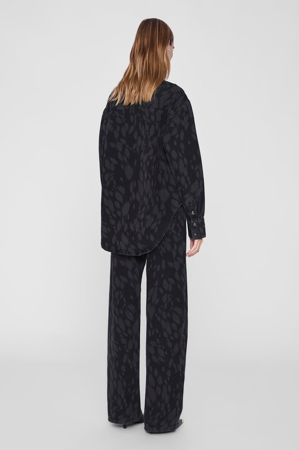 ANINE BING Samy Shirt - Abstract Washed Black - on model back