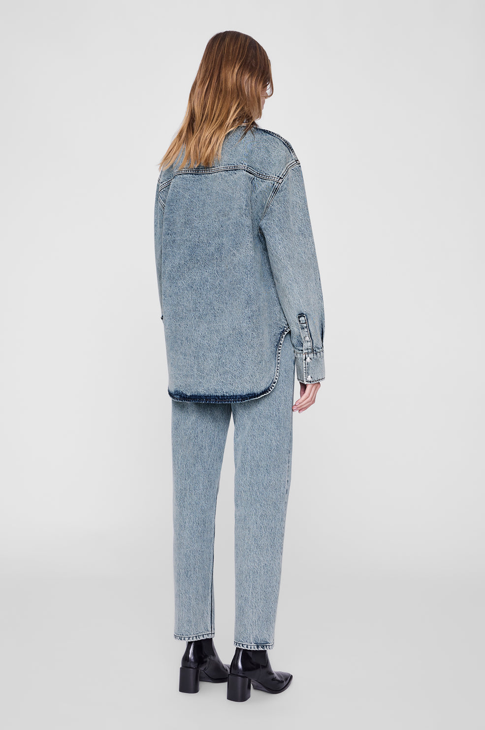 ANINE BING Samy Shirt - Snow Blue - on model back