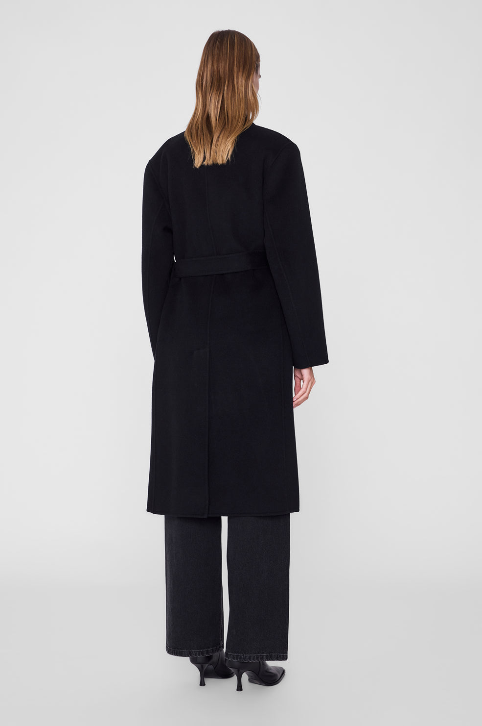 ANINE BING Sana Coat - Black Cashmere Blend - on model back