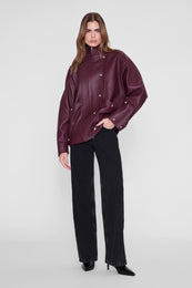 ANINE BING Sandy Jacket - Burgundy Leather - on model back