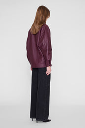 ANINE BING Sandy Jacket - Burgundy Leather - on model view