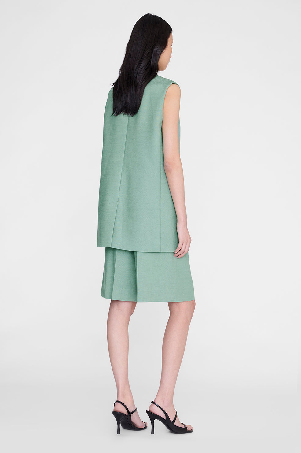 ANINE BING Sara Vest - Sea Foam Green - on model back