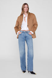 ANINE BING Scott Cropped Shirt - White - on model front second image
