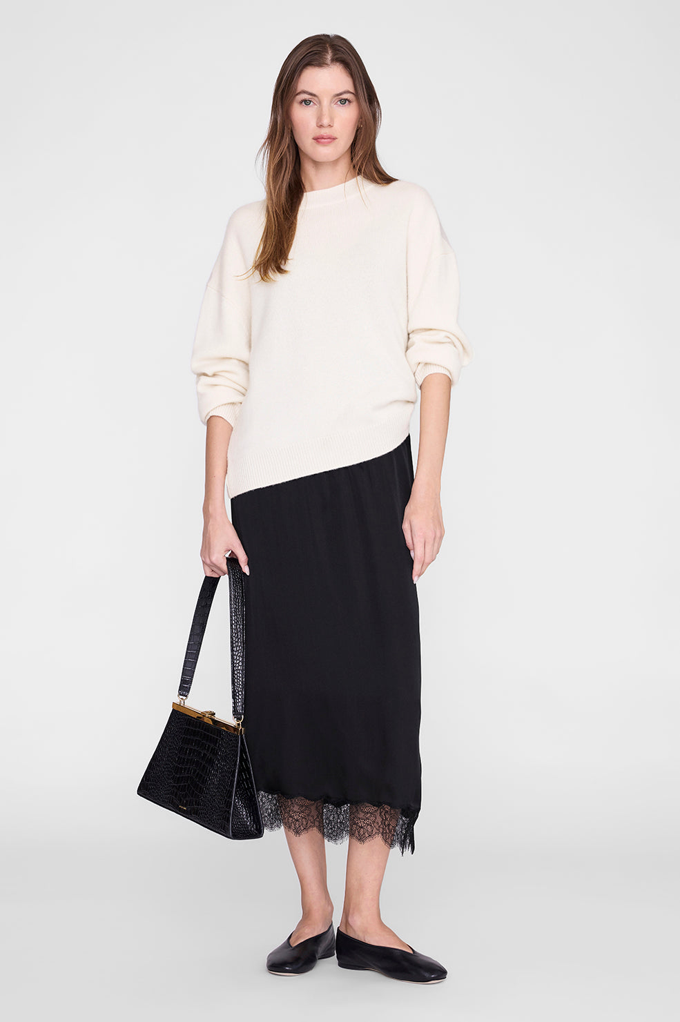 ANINE BING Shelby Skirt - Black - on model front second image