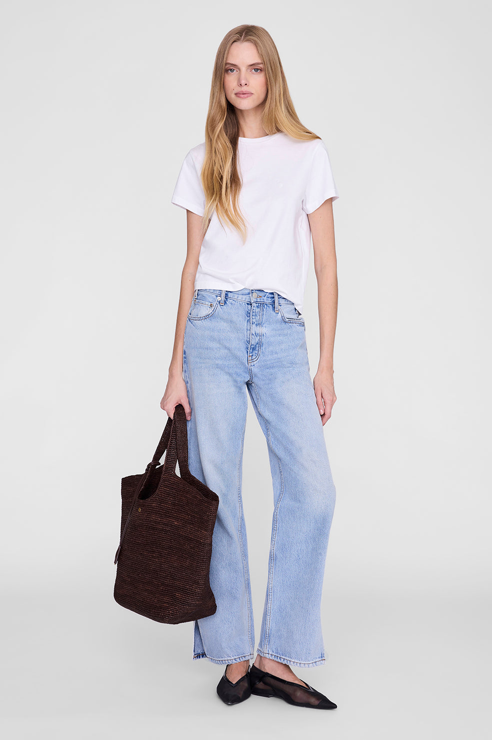 ANINE BING Shelley Tee - White - on model front 