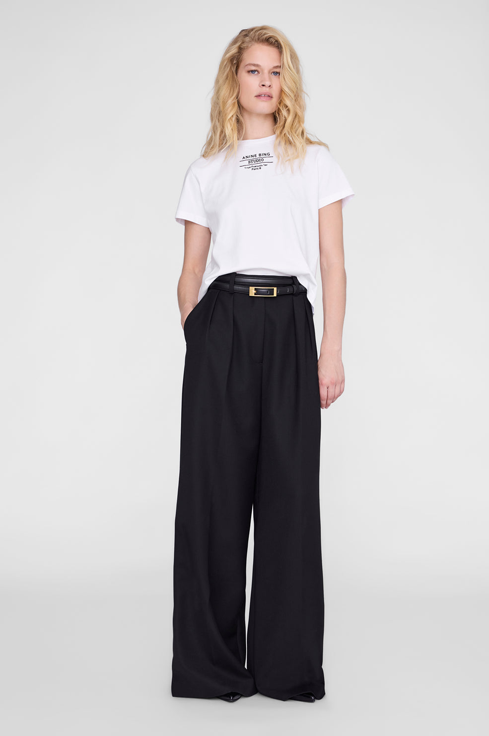 ANINE BING Shelley Tee Studio - White - on model front