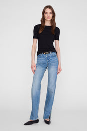ANINE BING Sixtine Tee Short Sleeve - Black - on model front