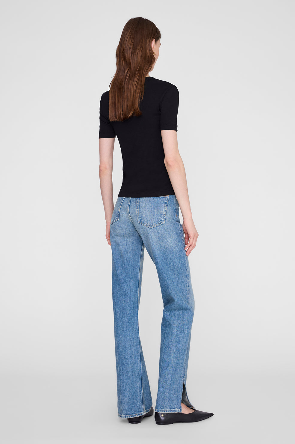 ANINE BING Sixtine Tee Short Sleeve - Black - on model back