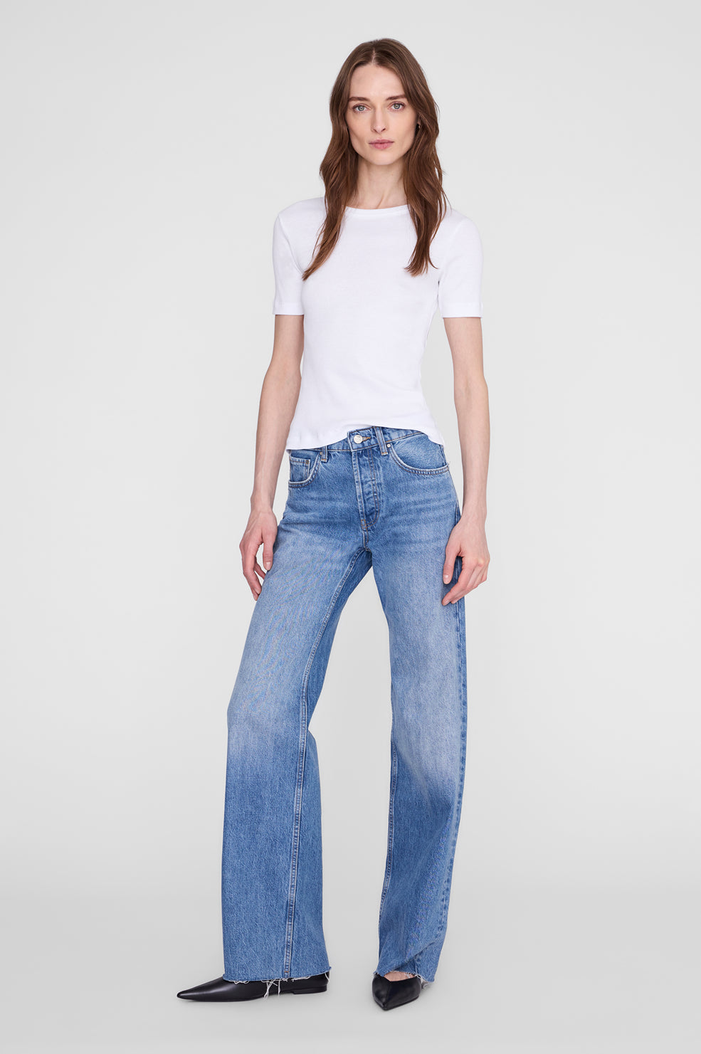ANINE BING Sixtine Tee Short Sleeve - White - on model front
