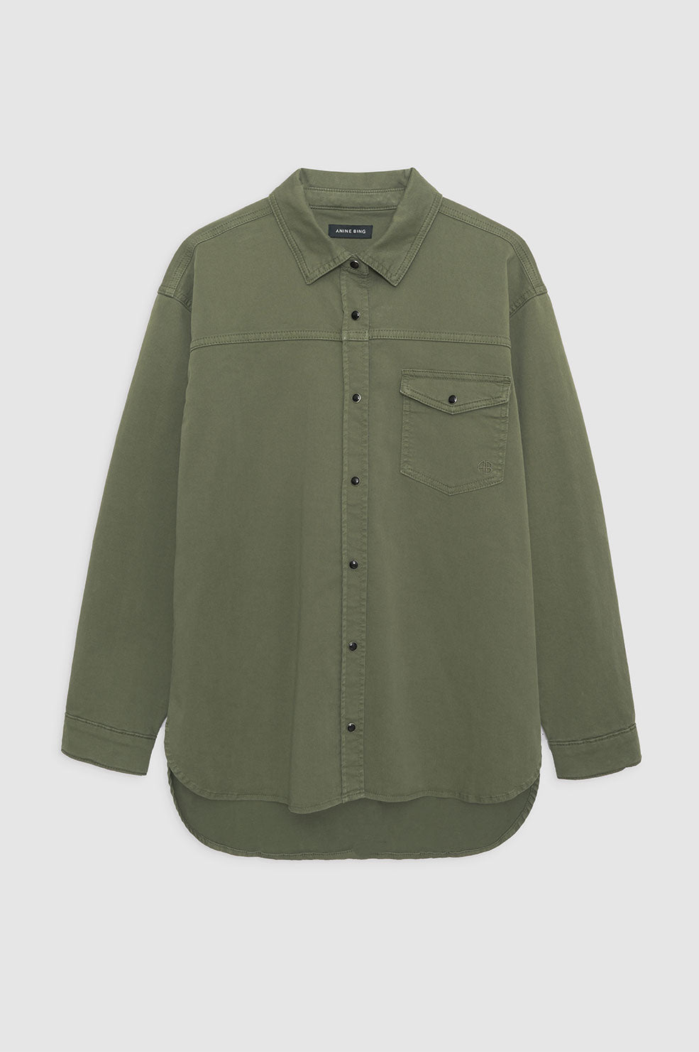 ANINE BING Sloan Shirt - Army Green - Front View