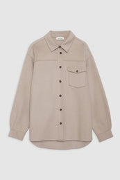 ANINE BING Sloan Shirt - Taupe Cashmere Blend - Front View