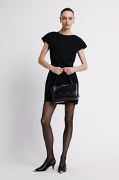 ANINE BING Small Anine Avenue Bag Grained Leather - Black - on model front