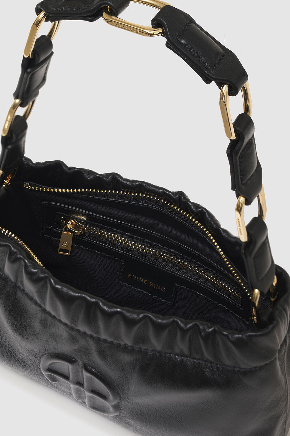 ANINE BING Small Kate Shoulder Bag - Black - Inside View