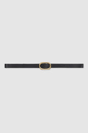 ANINE BING Small Signature Link Belt - Black - Front View