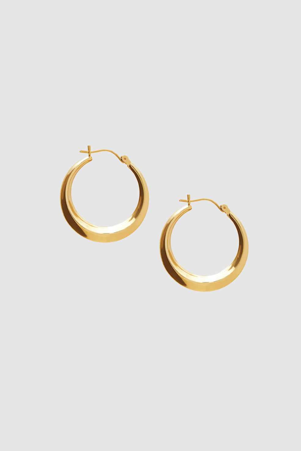 ANINE BING Small Knife Edge Hoop Earrings - 14k Gold - Second Front View