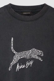 ANINE BING Spencer Sweatshirt Spotted Leopard - Washed Black - Detail VIew