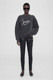ANINE BING Spencer Sweatshirt Spotted Leopard - Washed Black - On Model Front