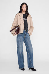 ANINE BING Spencer Sweatshirt Leopard - Washed Black - on model front second image