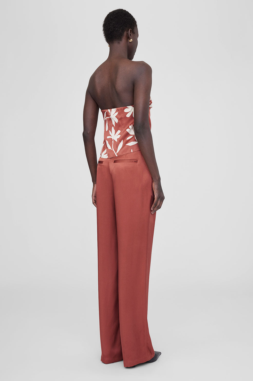 ANINE BING Stephanie Top - Terracotta Daisy Print - On Model Back