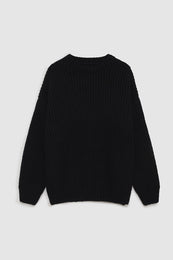 ANINE BING Sydney Crew Sweater - Black - Front View