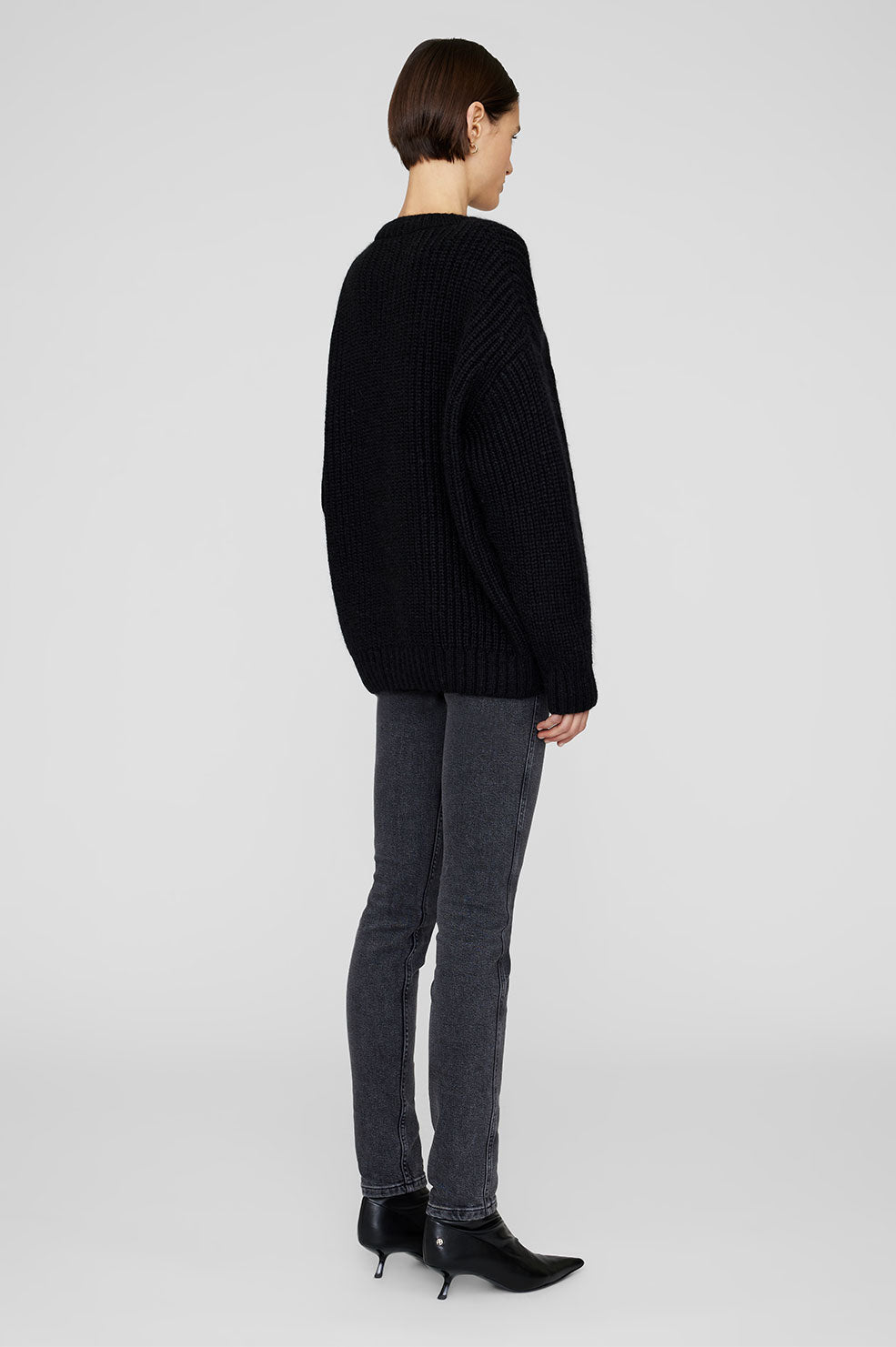 ANINE BING Sydney Crew Sweater - Black - On Model Back
