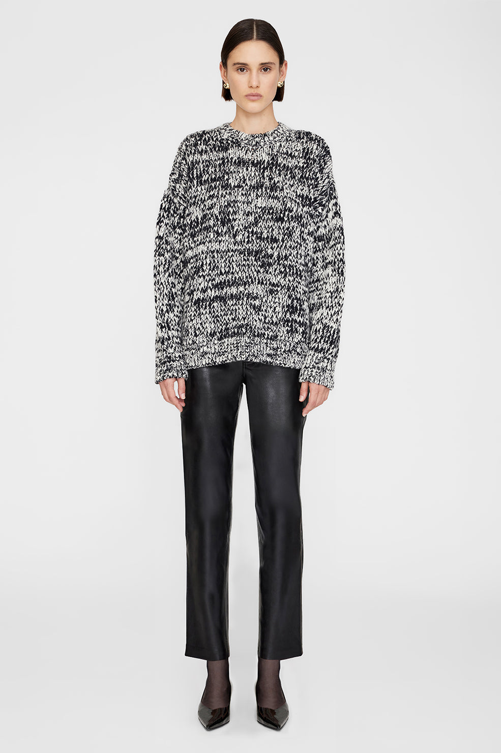 ANINE BING Sydney Crew Sweater - Black and White