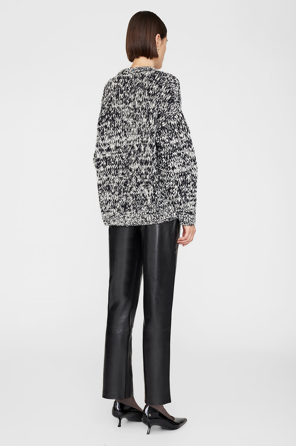 ANINE BING Sydney Crew Sweater - Black and White