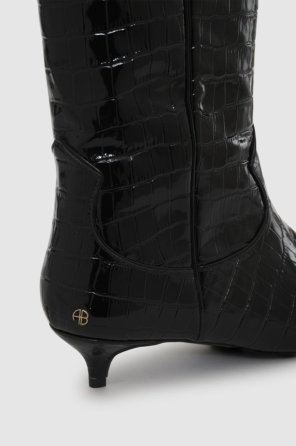 ANINE BING Tall Rae Boots - Black Embossed - Detail View