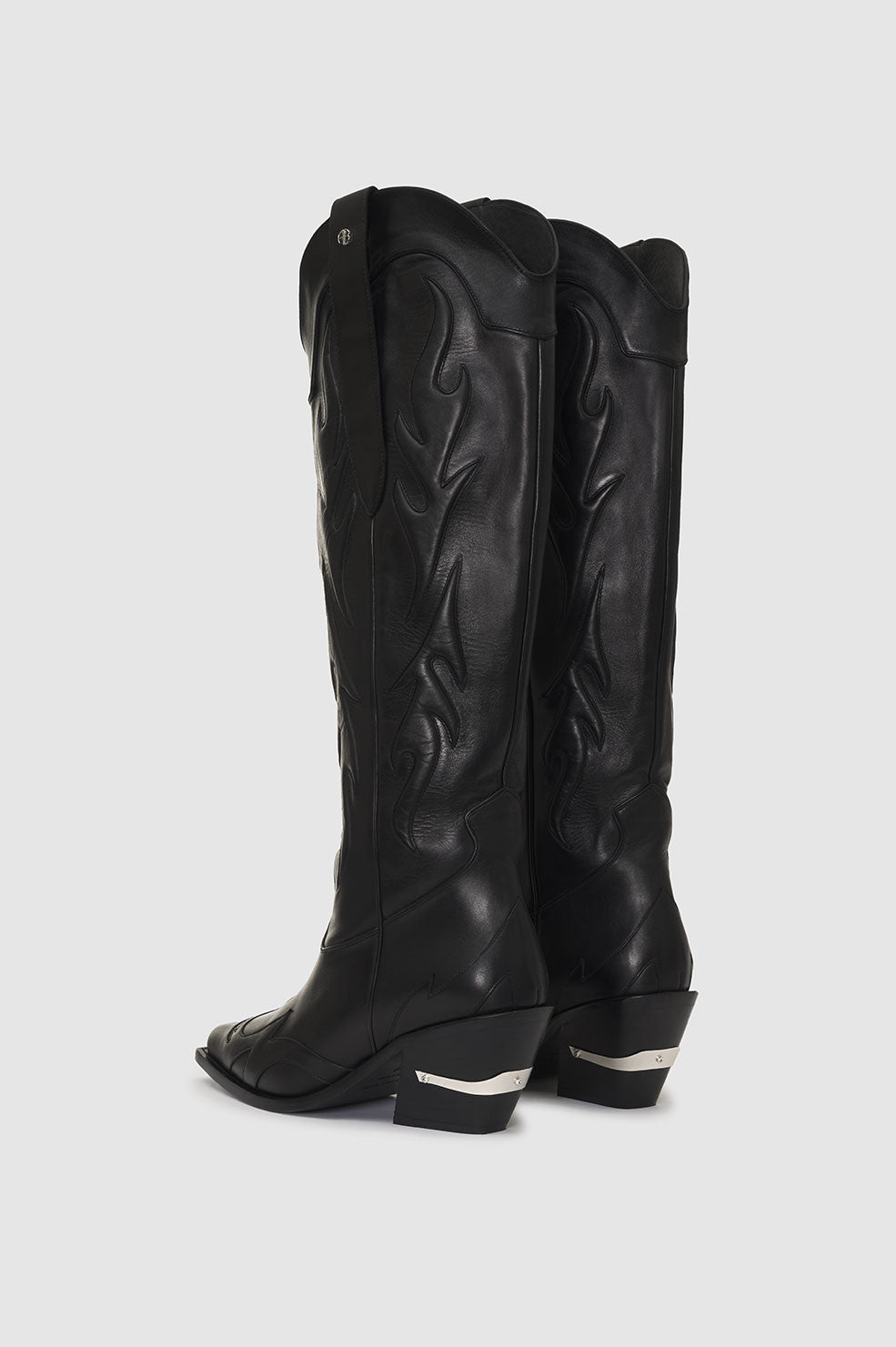 ANINE BING Tall Tania Boots - Black Western - Back Pair View