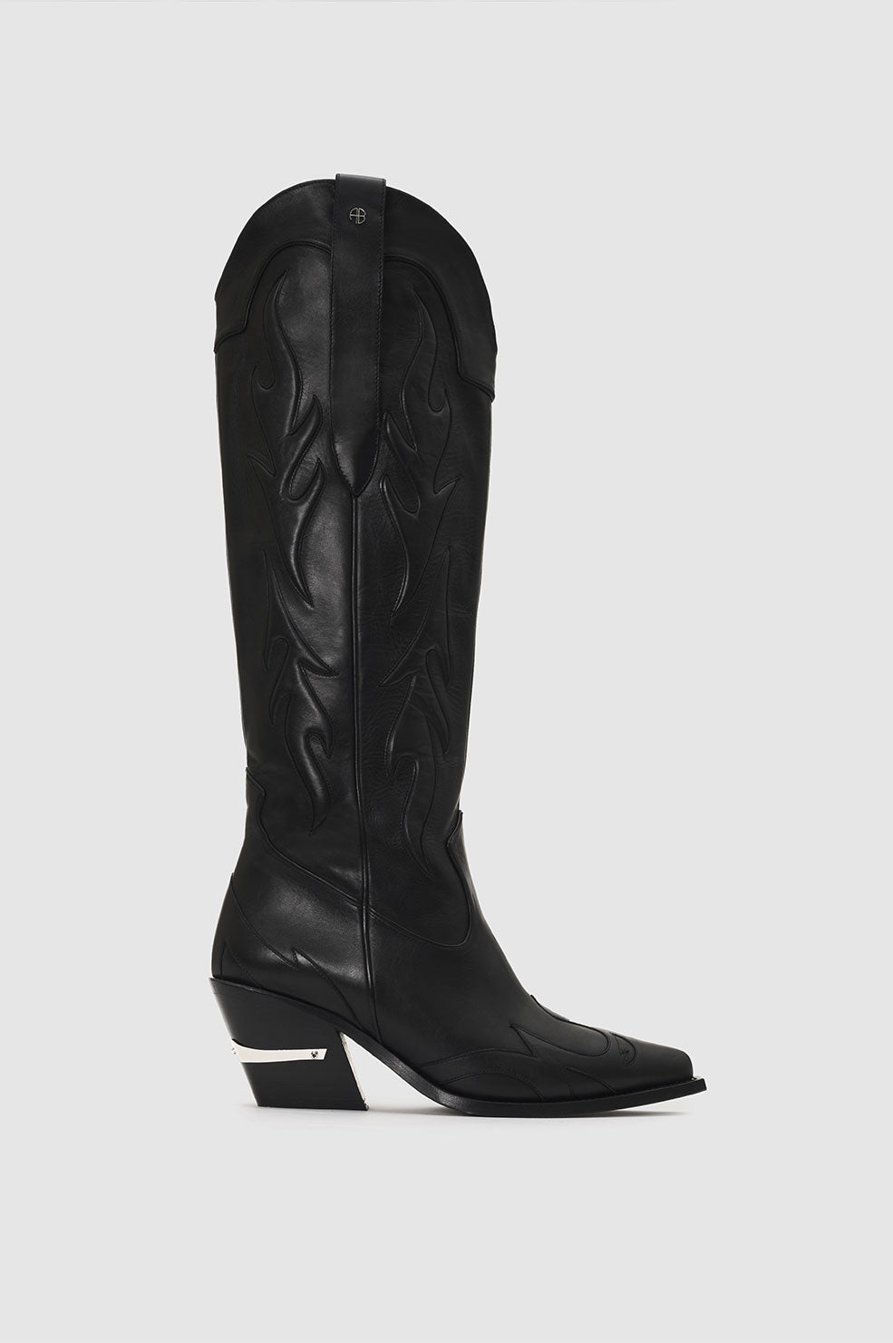 ANINE BING Tall Tania Boots - Black Western - Side Single View