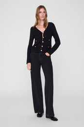 ANINE BING Tessa Tweed Cardigan - Black - on model front