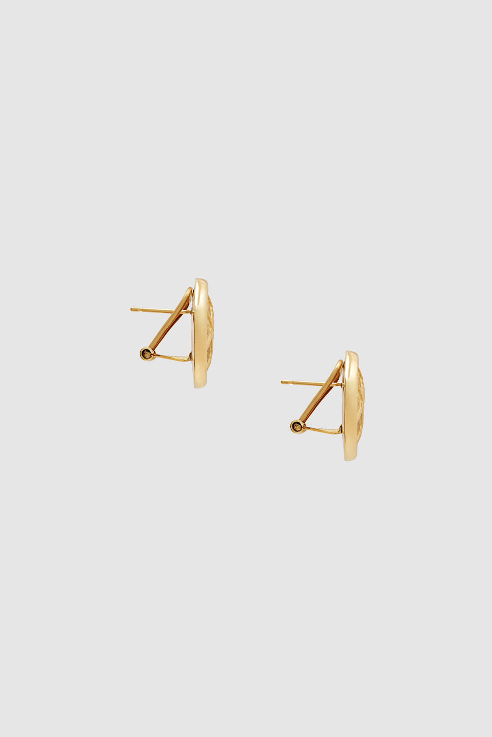 ANINE BING Textured Button Stud Earrings - 14K Gold - Side View