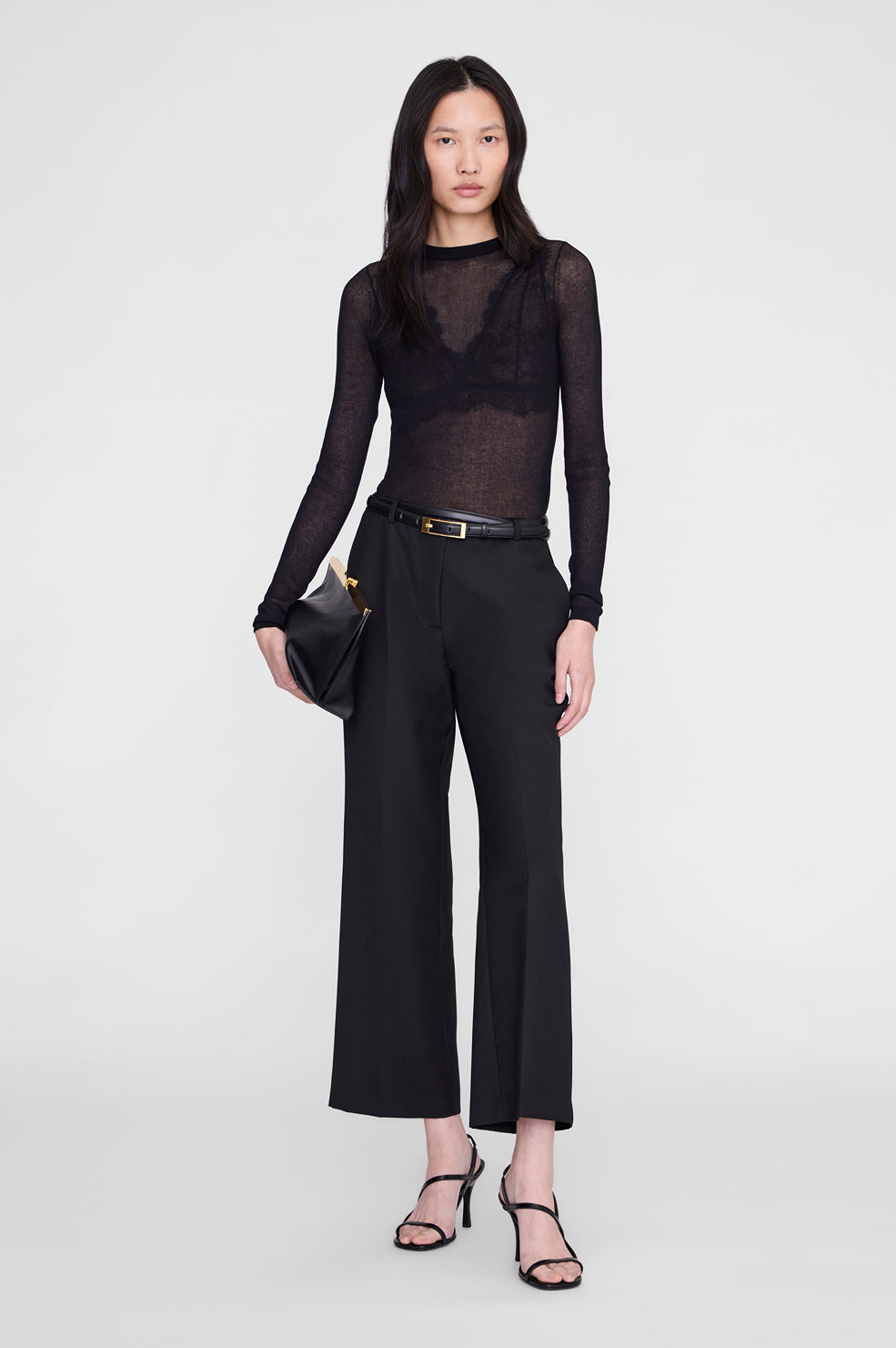 ANINE BING Thomas Trouser - Black - on model front 