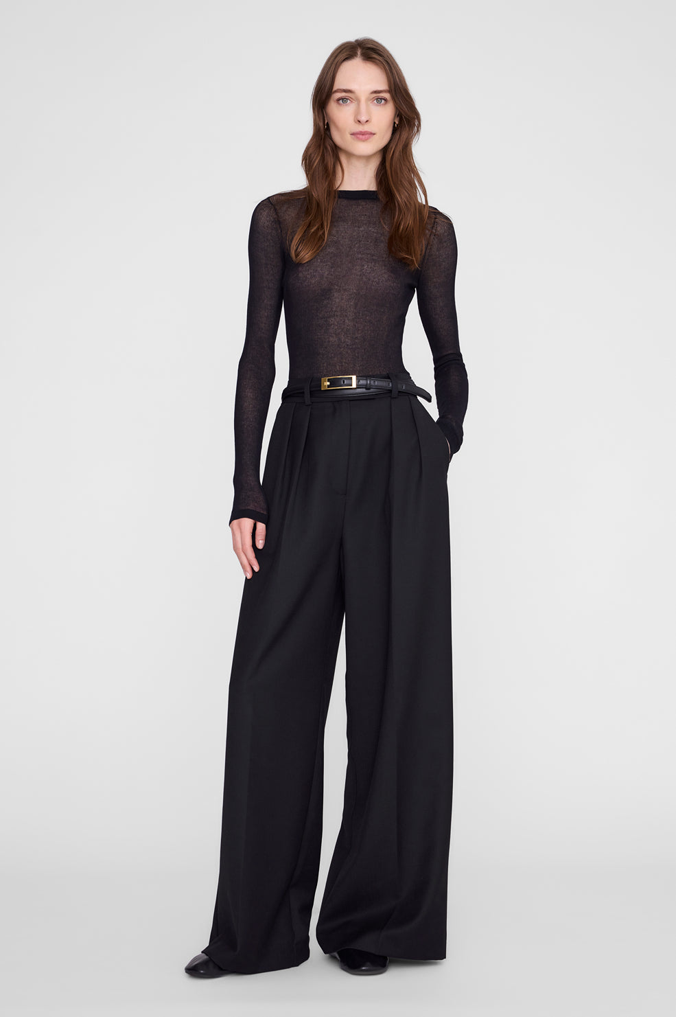ANINE BING Tiana Sweater - Black - on model front 