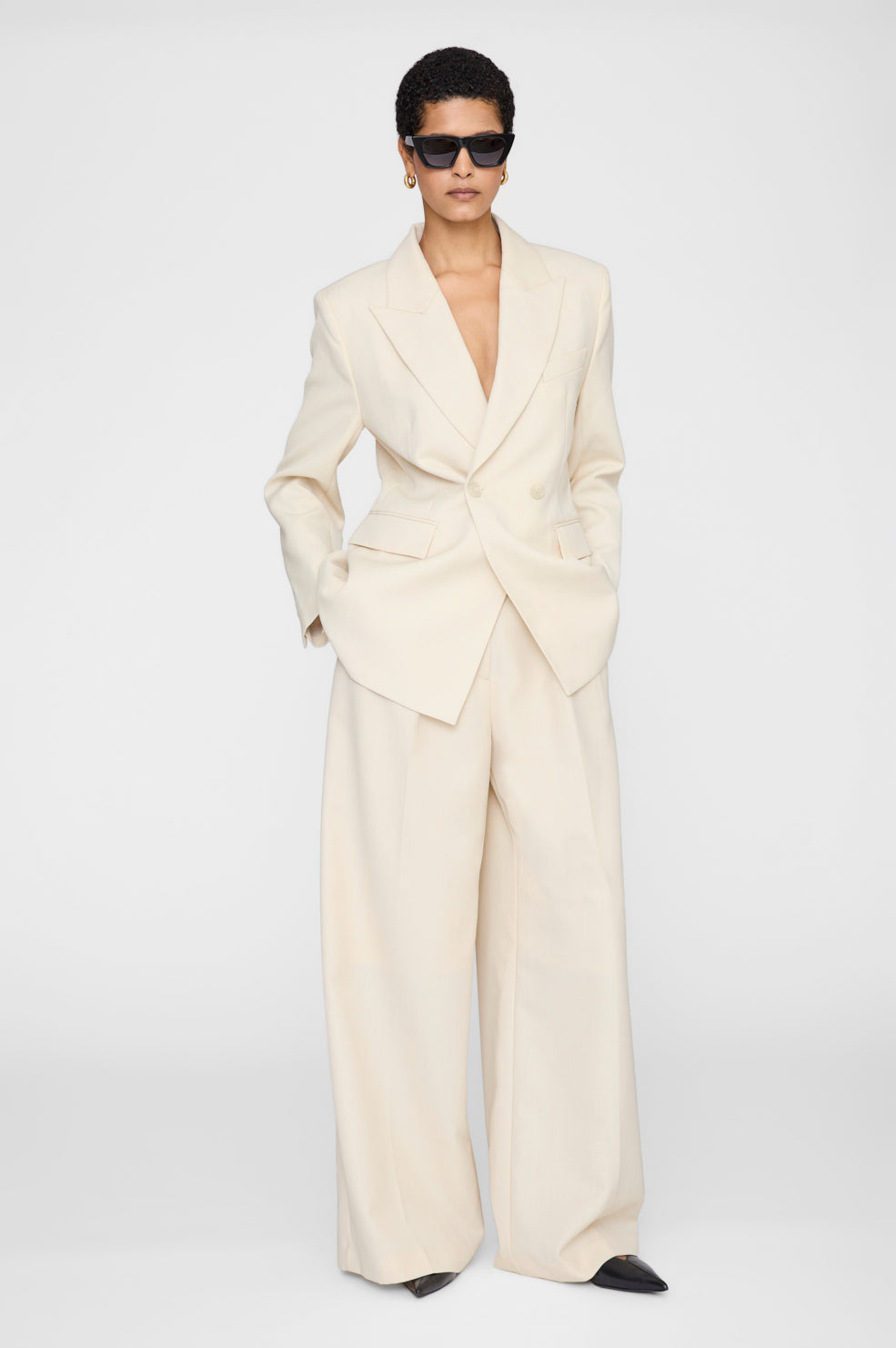 ANINE BING Tiphaine Blazer - Ecru - on model front