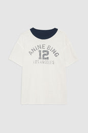 ANINE BING Toni Tee Reversible - Washed Navy And Off White - Off White On Model Front - Off White Front View