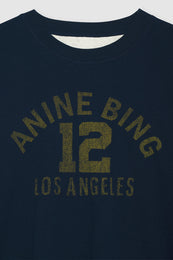 ANINE BING Toni Tee Reversible - Washed Navy And Off White - Off White On Model Front - Navy Detail View