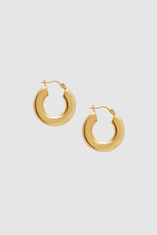 ANINE BING Tubular Hoop Earrings - 14K Gold - Second Front View