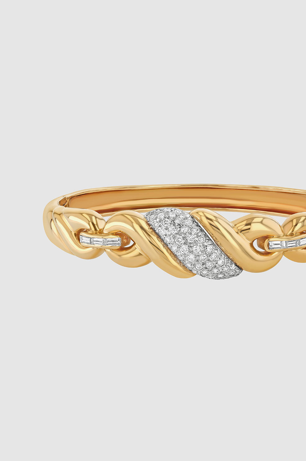 ANINE BING Twist Knot Diamond Bangle - 14k Gold - Detail View