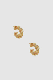 ANINE BING Twist Rope Hoop Earrings - Gold - Front View