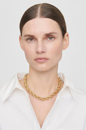 ANINE BING Twist Rope Necklace - Gold - On Model View