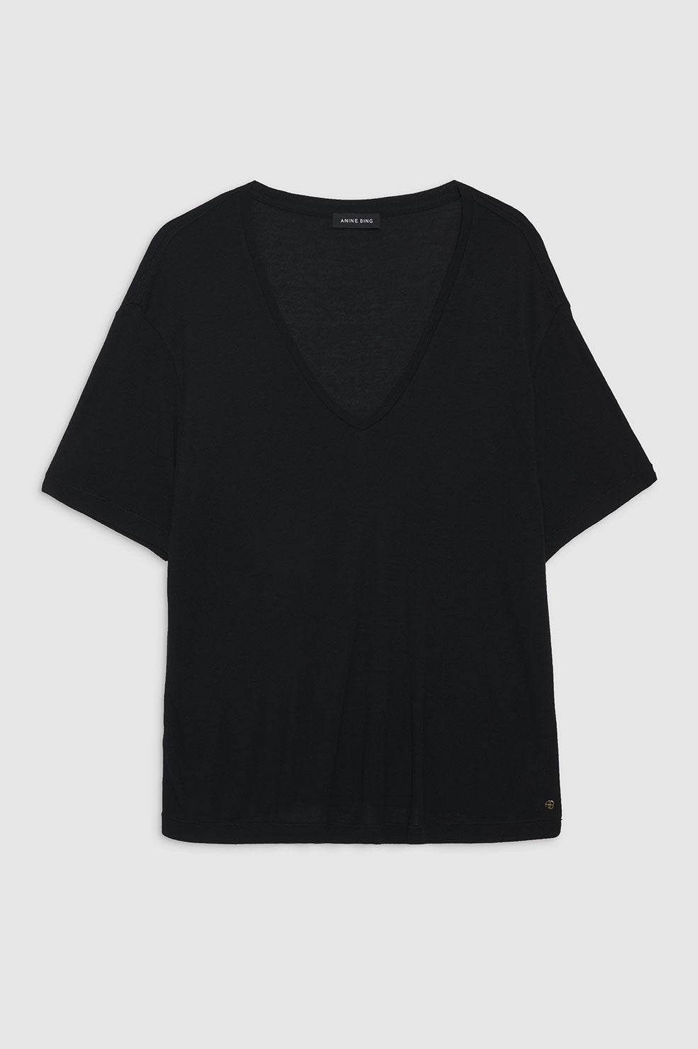 ANINE BING Vale Tee - Black Cashmere Blend - Front View