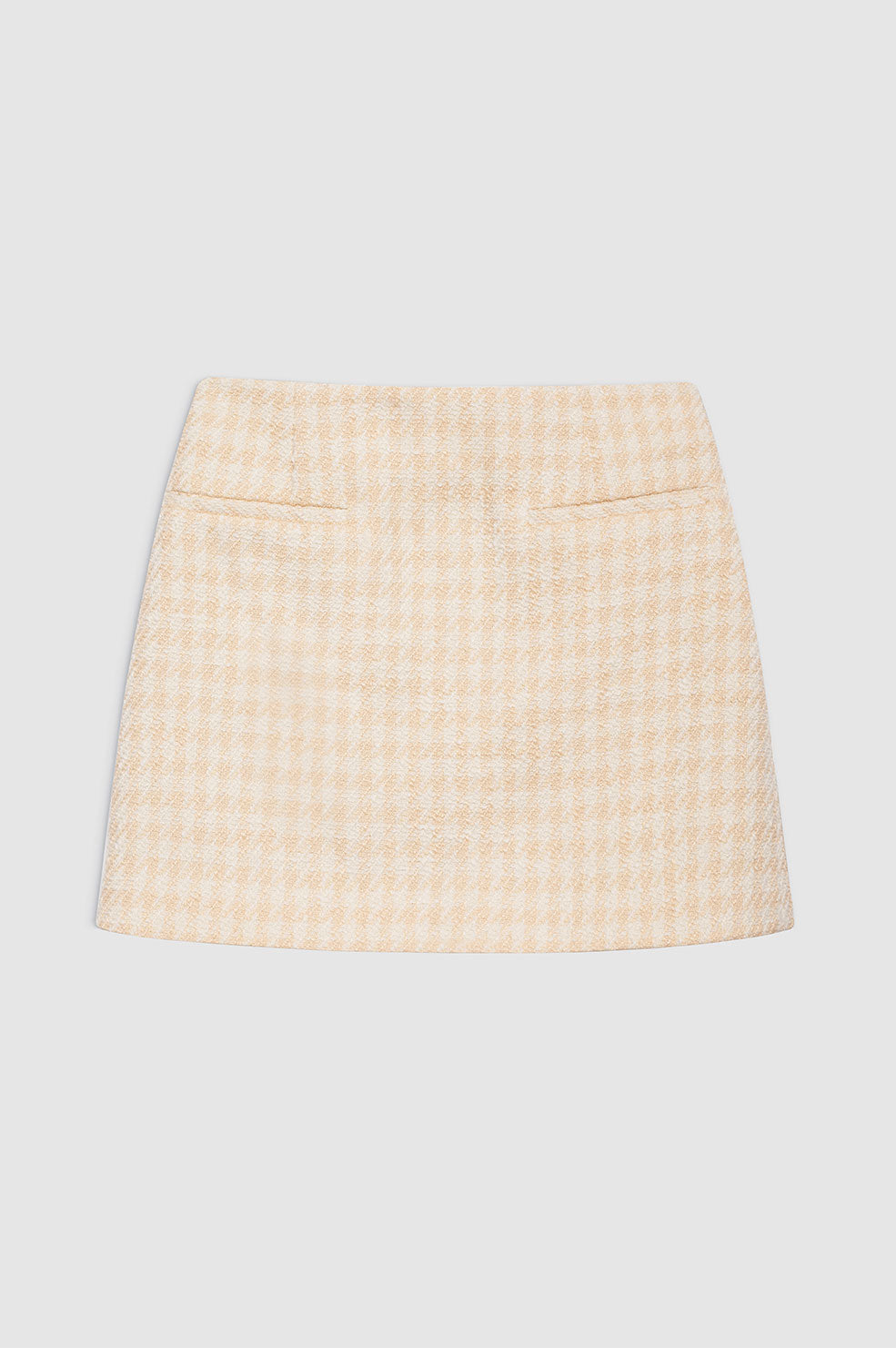 ANINE BING Vanessa Skirt - Cream And Peach Houndstooth - Front View