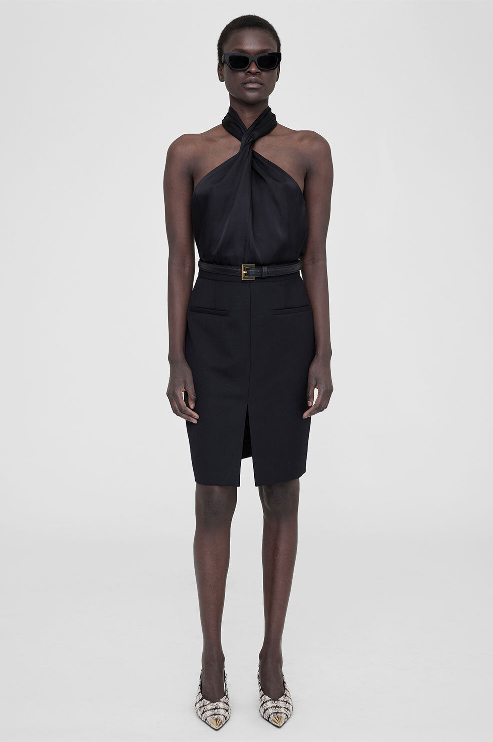 ANINE BING Vena Skirt - Black  - On Model Front