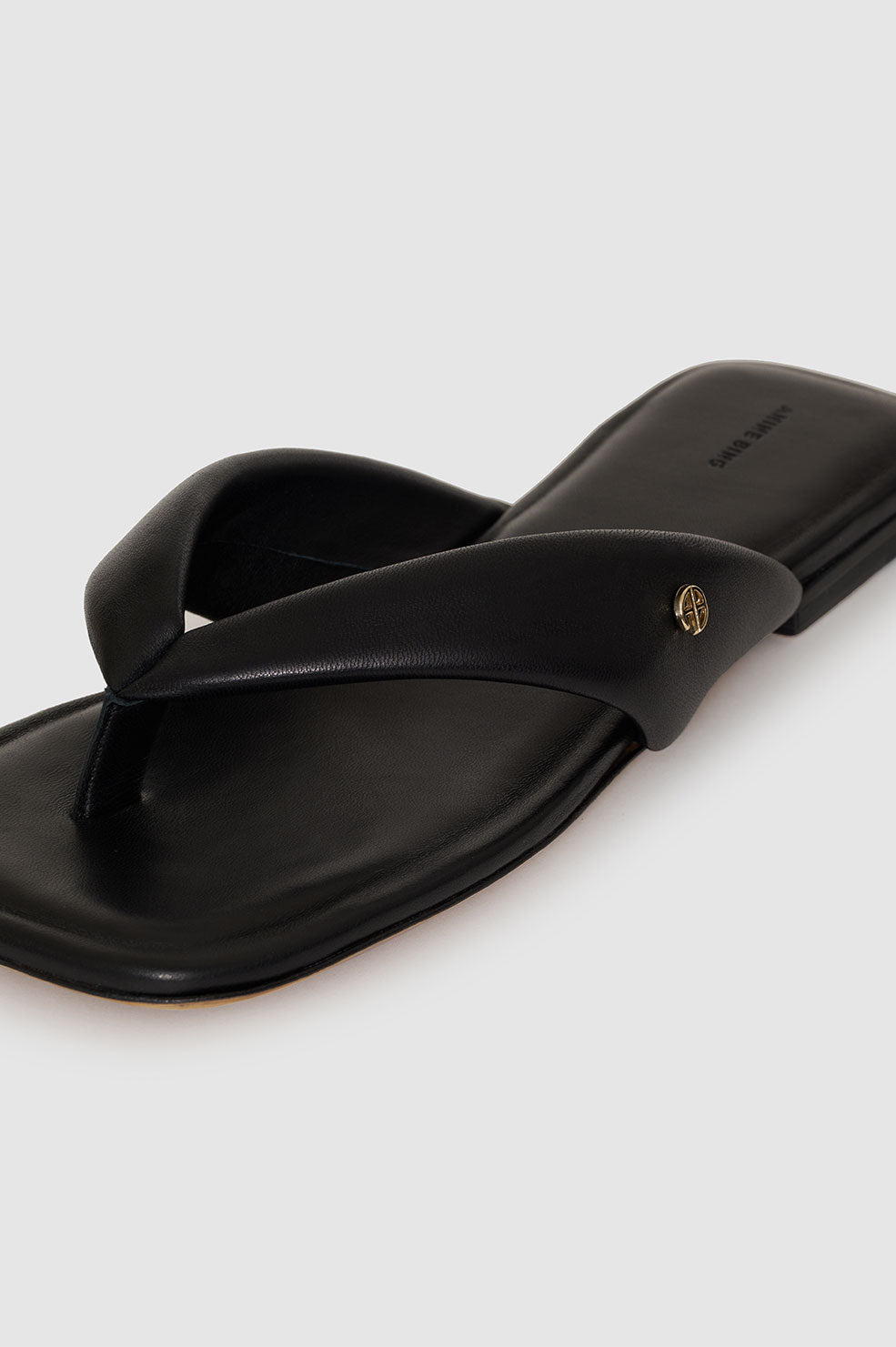 ANINE BING Viola Flat Sandals - Black - Detail View