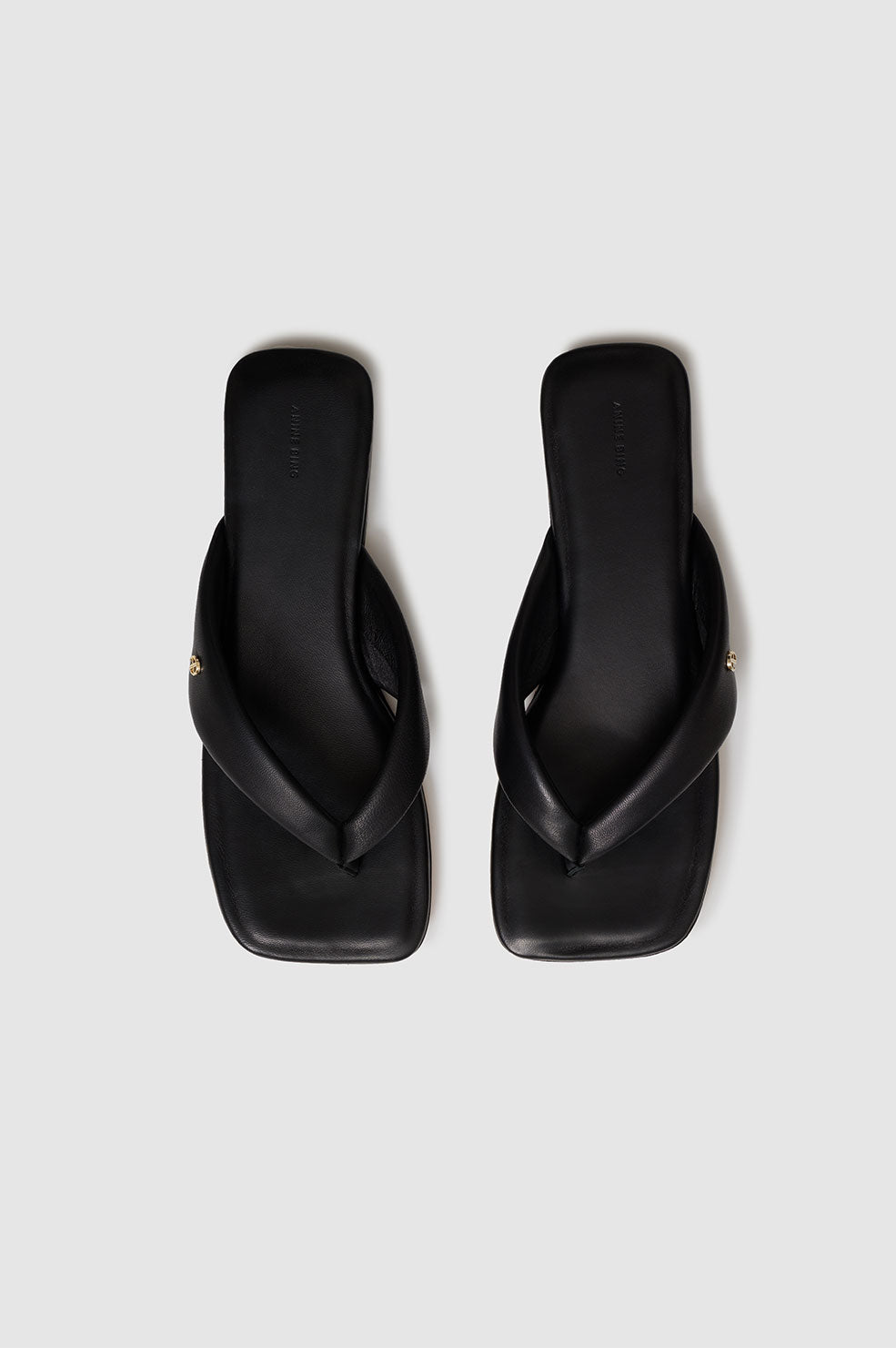 ANINE BING Viola Flat Sandals - Black - Top View