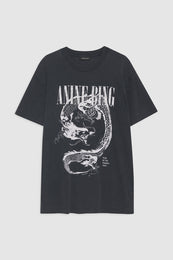 ANINE BING Walker Tee Dragon - Washed Black - Front View