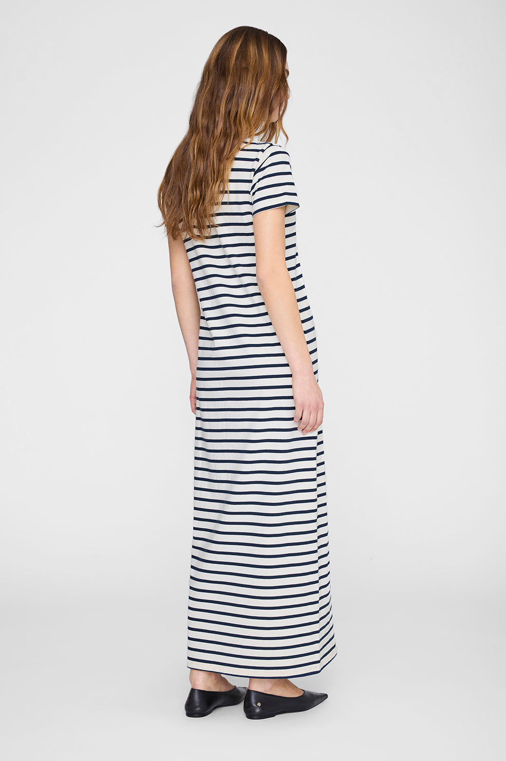 ANINE BING Wynne Dress Stripe - Navy Stripe - on model back