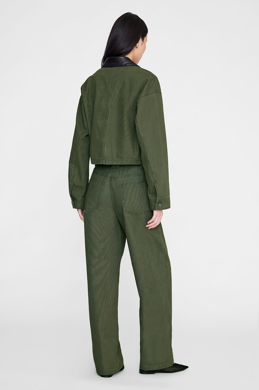 ANINE BING Yuma Jacket - Army Green - front view - on model back